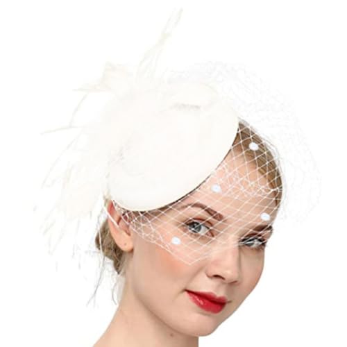 Jovono 20er Jahre Blume Feder Stirnband Spitze Schleier Fascinator Hut Braut Cocktail Tee Party Kopfschmuck für Frauen...