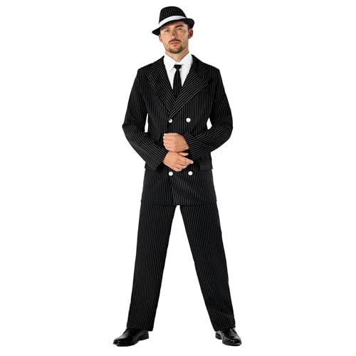 Fun Shack Schwarzes Gangster Kostüm, 20er Anzug Herren Kostüm, 20er Jahre Herren, Kostüm Mafia, 20er Jahre Outfit,...