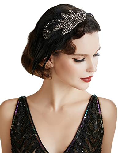 BABEYOND 1920s Stirnband Damen Gatsby Kostüm Accessoires 20er Jahre Flapper Feder Haarband