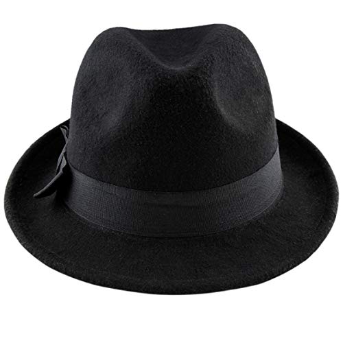 KYEYGWO Fedora-Hut Mode Filz Gangster Hüte für Herren und Damen, Panama Hat Trilby Mütze Breiter Krempe Dress Hut...