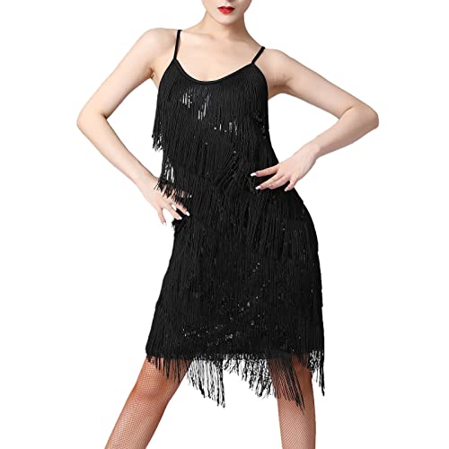 20er Jahre Kleid Frauen Damen Vintage Retro Flapper Gatsby Glitzer Pailletten Fransenkleid 1920er Hochzeit Party...