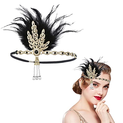 MIVAIUN 1920s Stirnband Feder Damen 20er Jahre Accessoires Damen, Gatsby Kostüm Accessoires, Kopfschmuck 20er Jahre...
