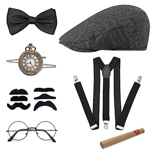 20er Jahre Kostüm Herren Accessoires, Mafia Kostüm Herren, Peaky Blinders Kostüm, Kostüm Party Herren mit Gangster...