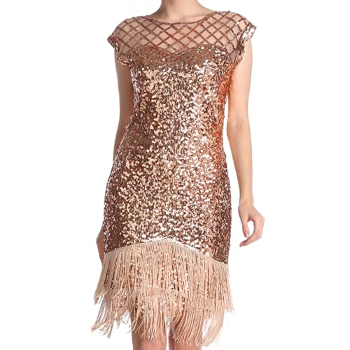 MUNAFIE Pailettenkleider für Damen 20er Jahre Kleid Glitzerkleid Fransenkleid 1920er Gatsby Charleston Flapper Party...