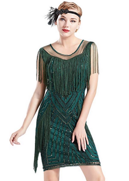 20er Jahre Mode 20er Jahre Kleid Charleston Kleid Flapper Kleid Gatsby Kleid Paillettenkleid Retro Kleid Damen grün